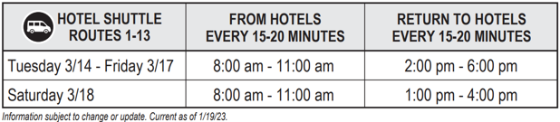 CONEXPO-CON/AGG 2023 Hotel Shuttle Schedule 